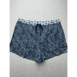 Sundance Kai Shorts‎ Womens XXL Blue Boho Floral Drawstring Waist 100% Cotton